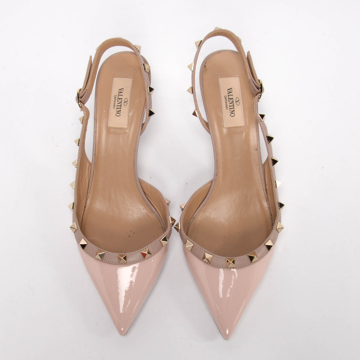Valentino Water Rose Patent Rockstud Slingback Pumps 40