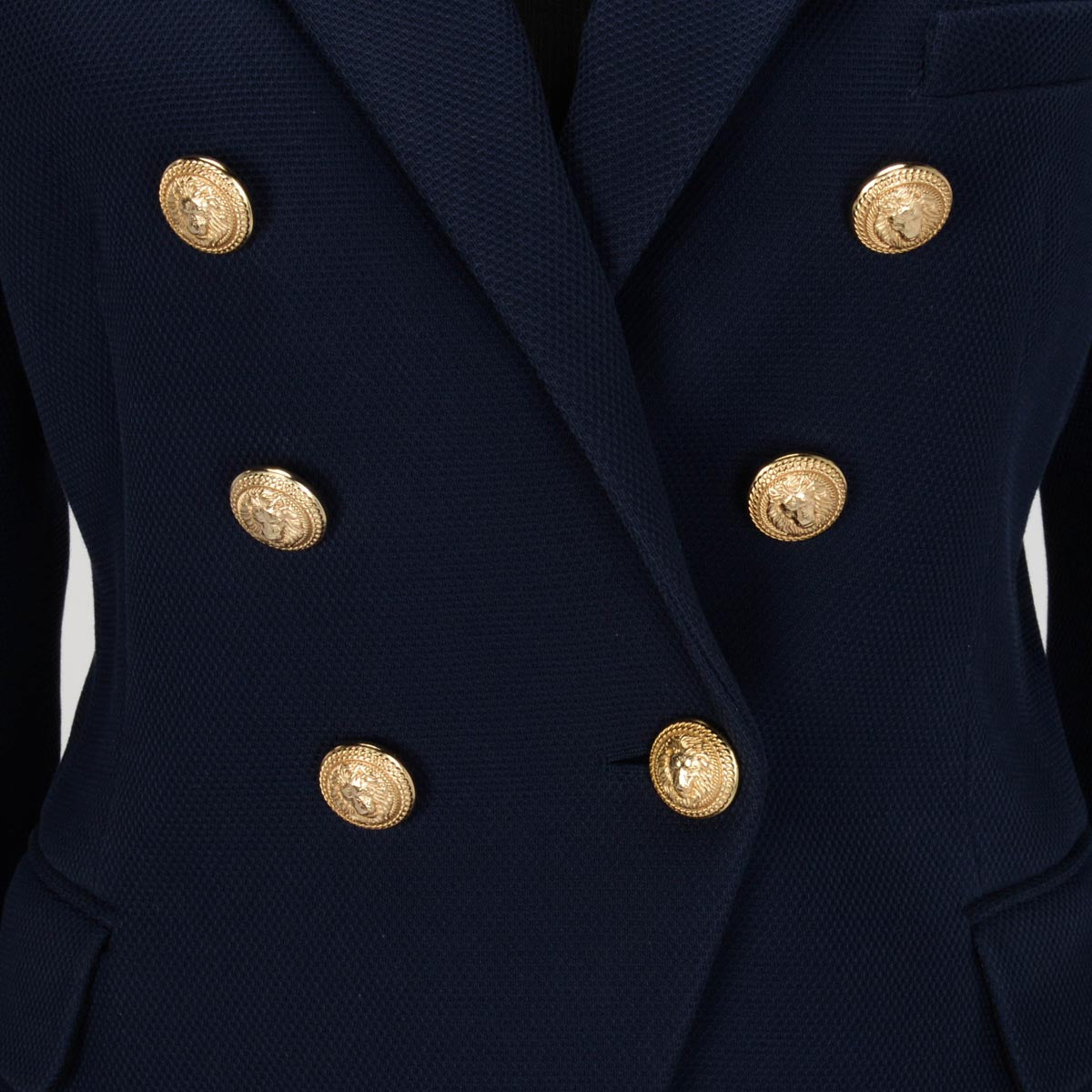 Balmain Navy Cotton Pique Classic DB Blazer FR 44