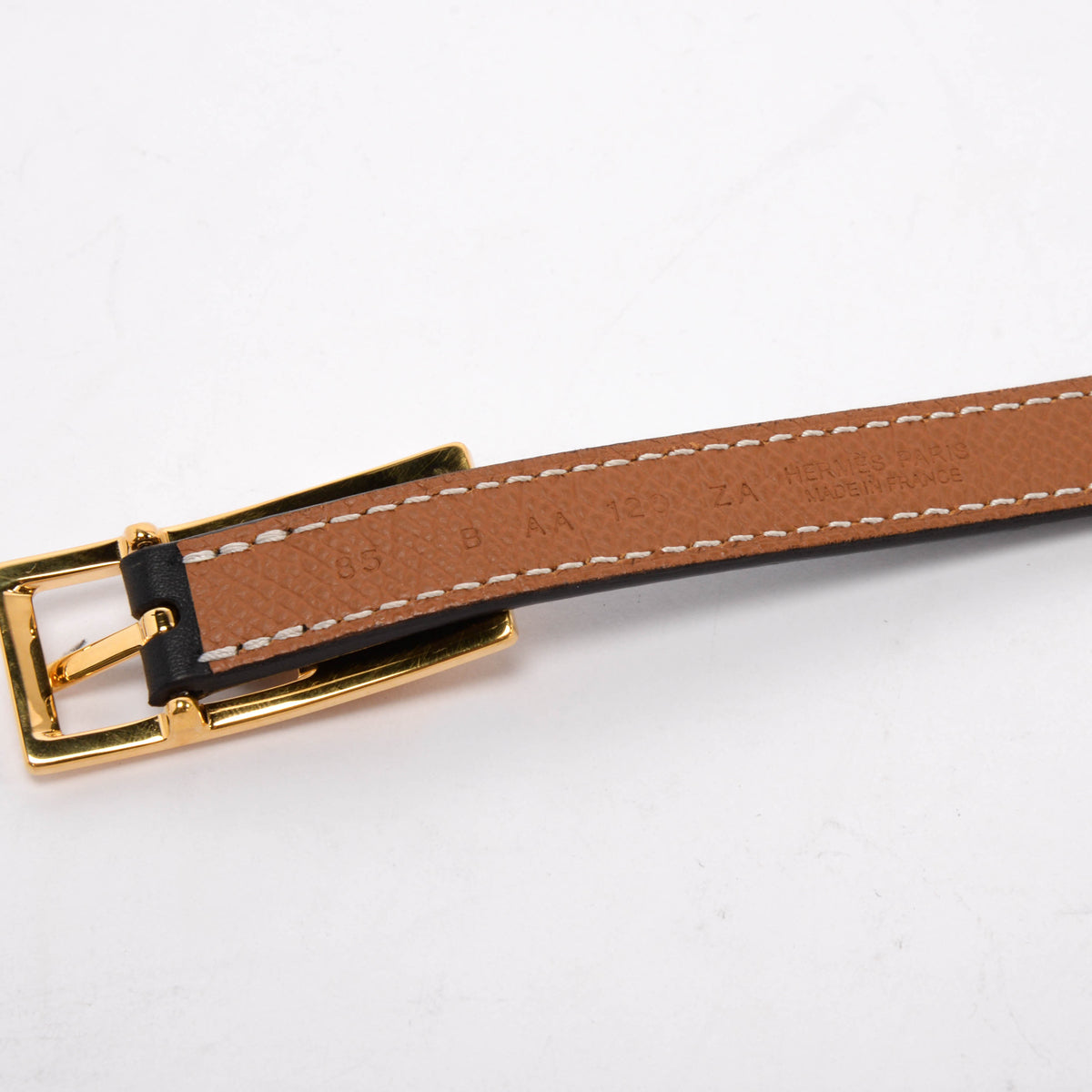Hermes Black & Gold Epsom Lucky 15 Reversible Belt