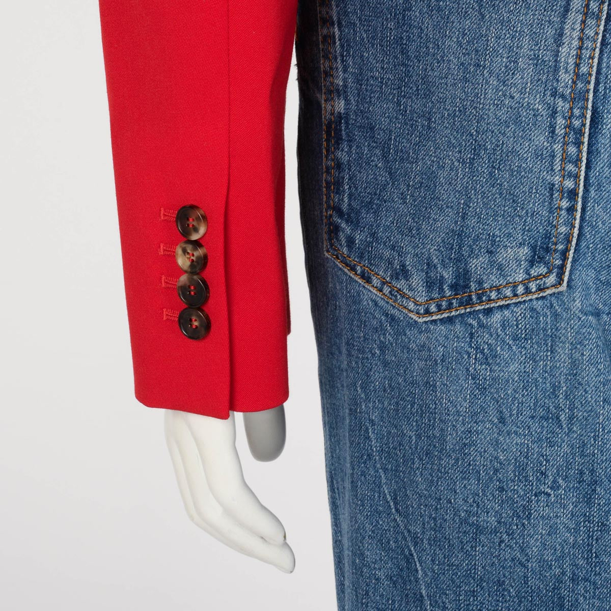 Alexander McQueen Lust Red Wool Cropped Tuxedo Jacket IT 42