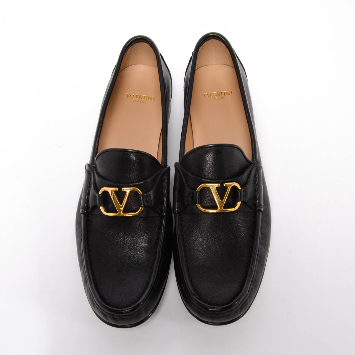 Valentino Black Buffalo VLogo Signature Penny Loafers  41