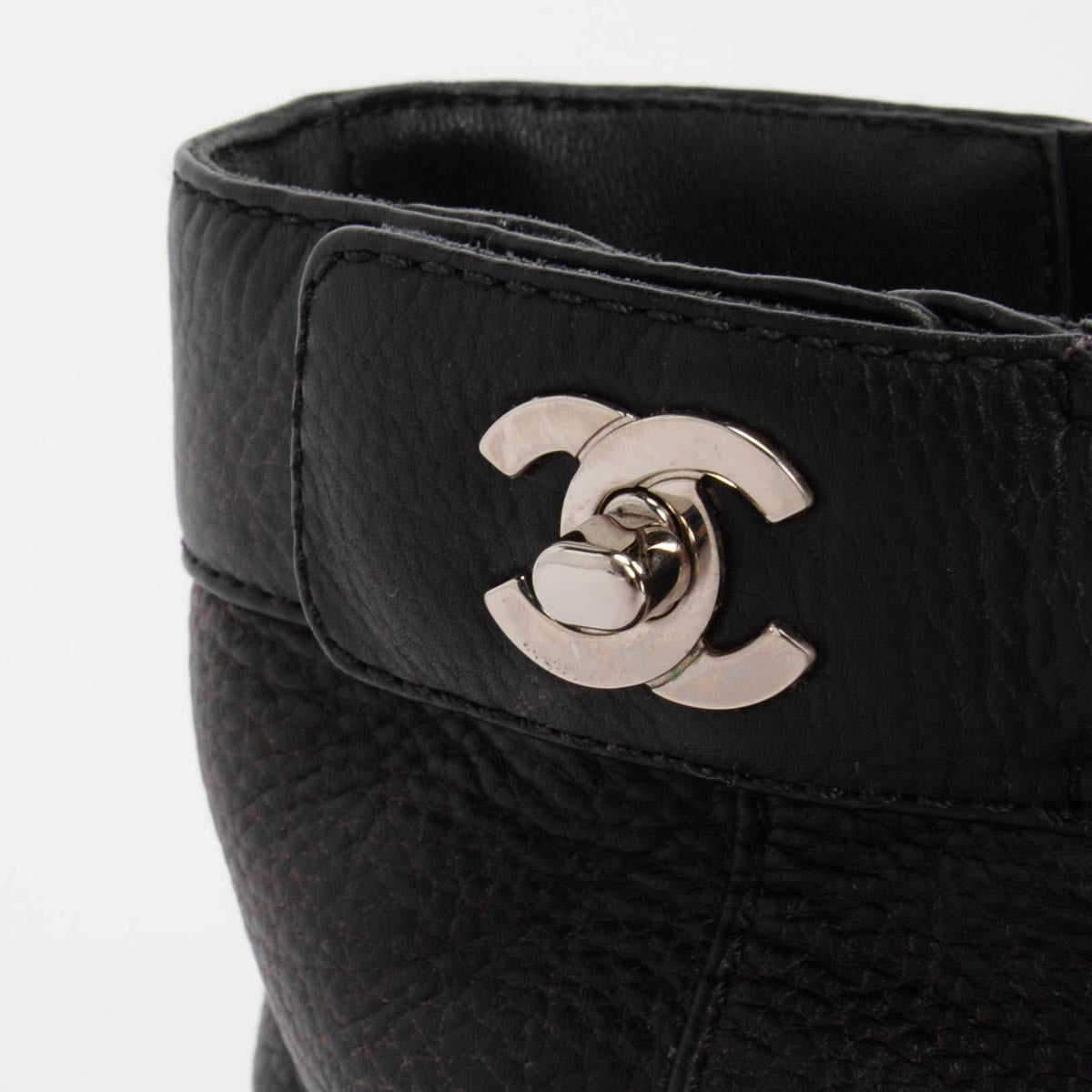 Chanel Black Calfskin & Patent Cap Toe Ankle Boots 36