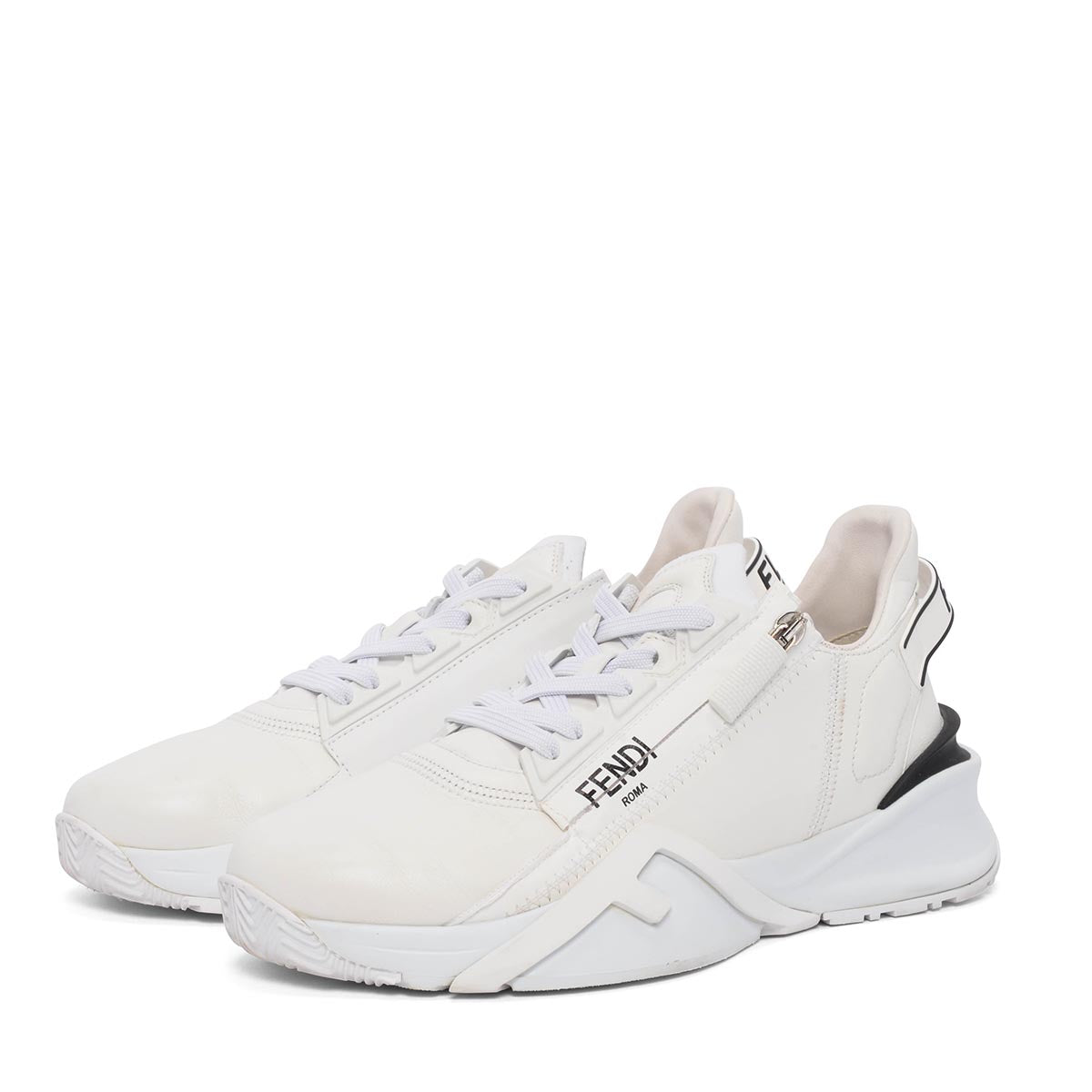 Fendi White Calfskin Fendi Flow Sneakers 39