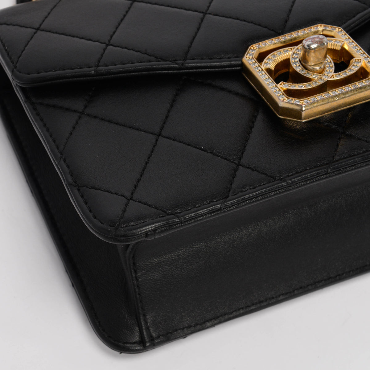 Chanel Black Quilted Lambskin Geometric CC Frame Flap Bag