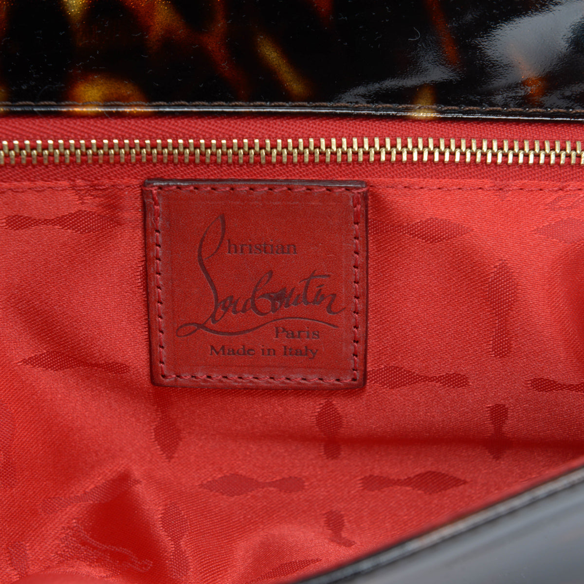 Christian Louboutin Tortoiseshell Patent Aurora Bow Clutch