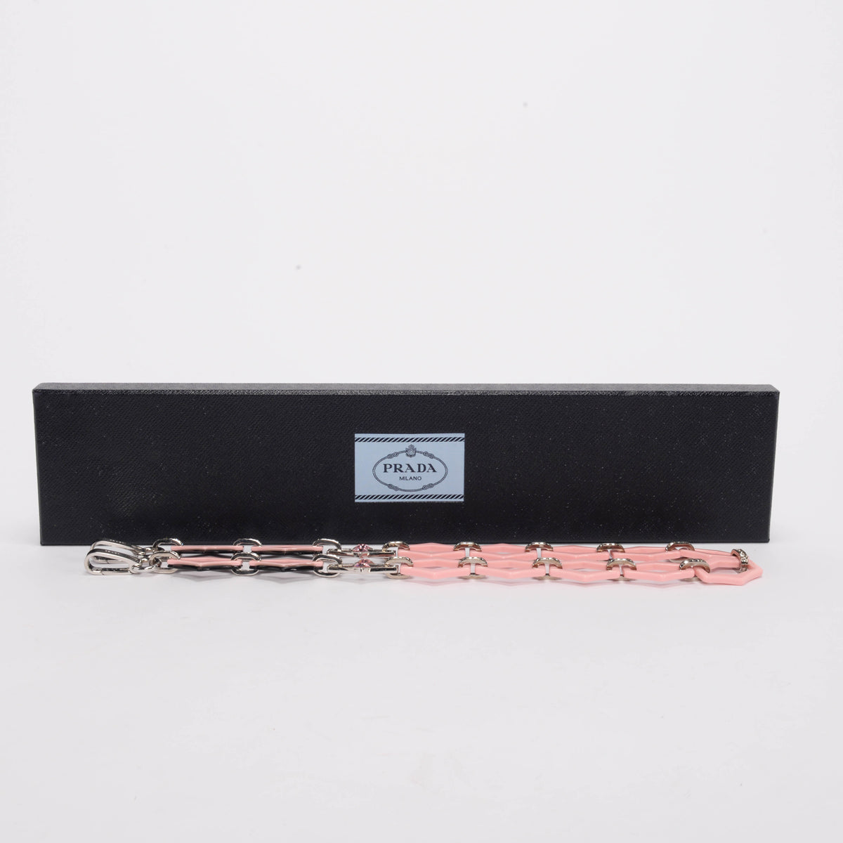 Prada Petal Pink Plexiglass Art Deco Crystal Bag Strap