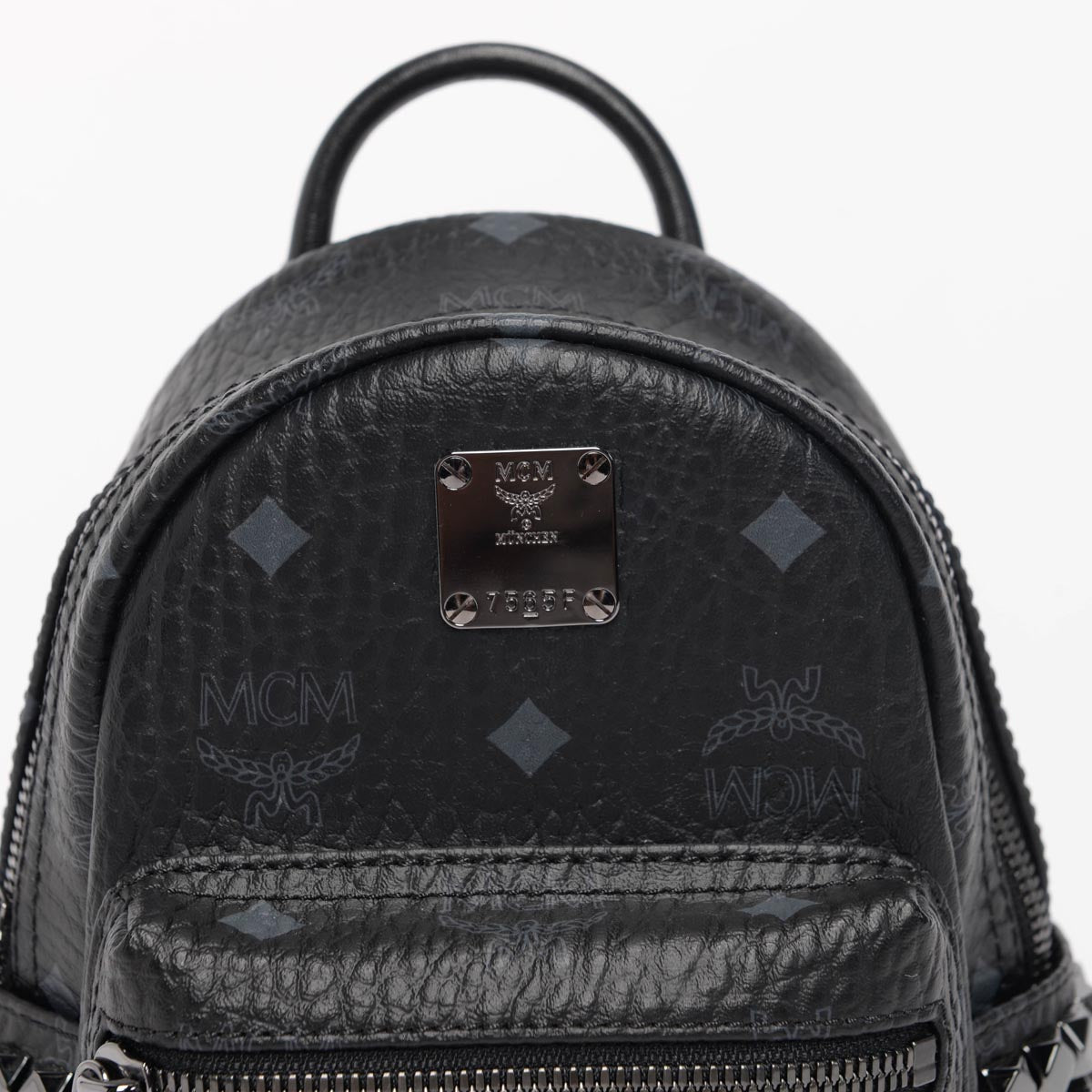 MCM Black Visetos Stark Side Studs Bebe Boo Mini Backpack