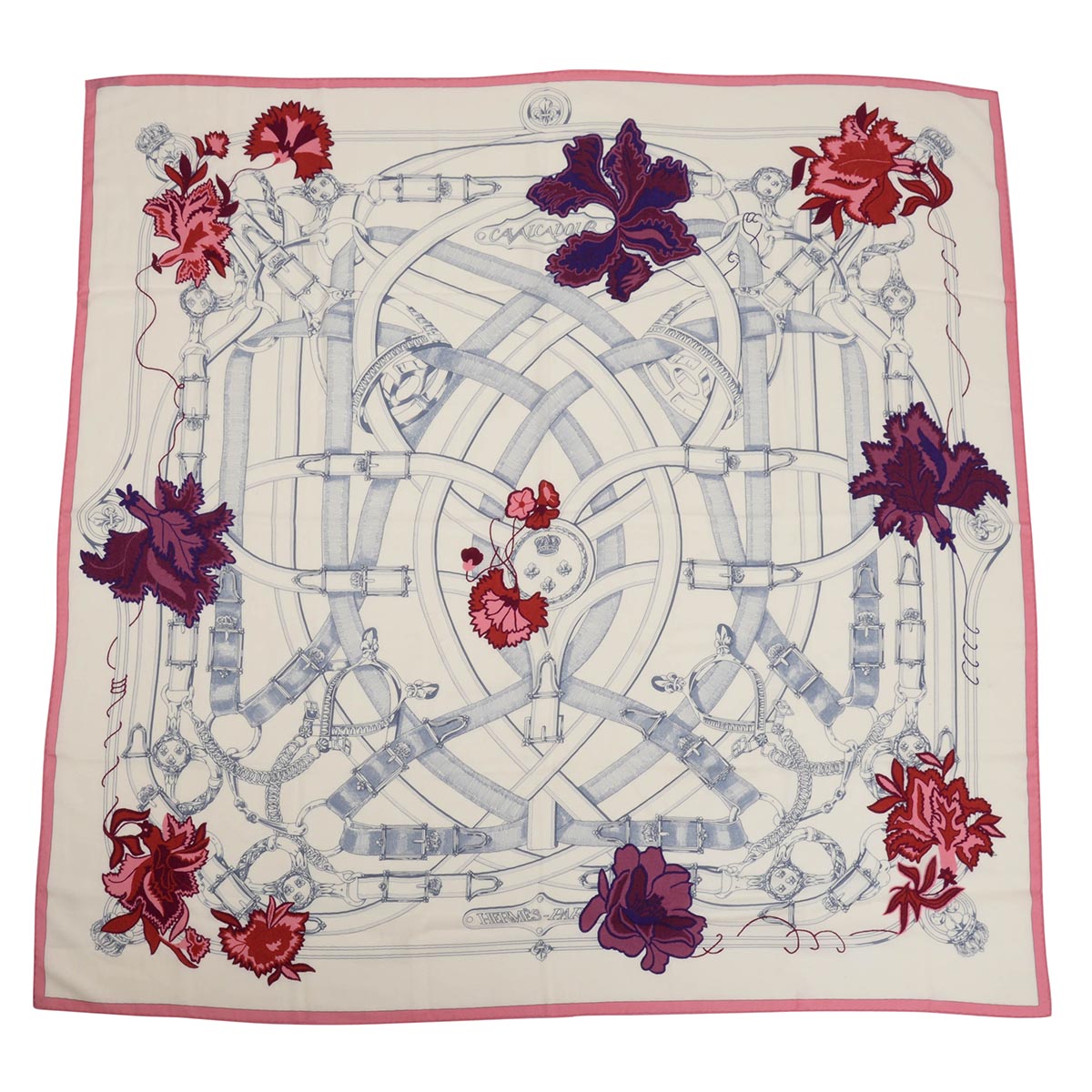Hermes Pink Cashmere & Silk Cavalcadour Fleuri Shawl