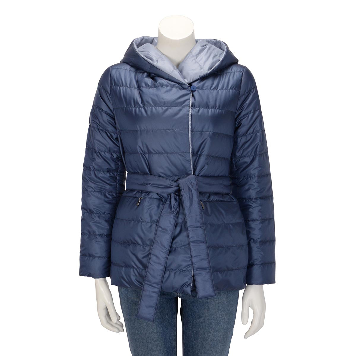 Max Mara Weekend Blue Quilted Nylon Reversible Puffer Jacket IT 38