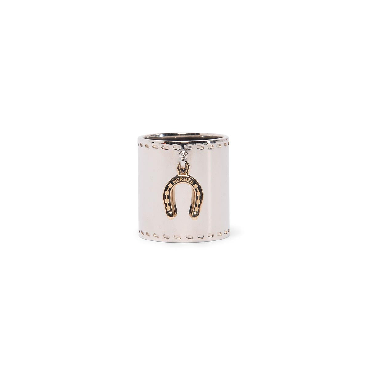 Hermes Palladium Charms Fer a Cheval Horseshoe Scarf Ring