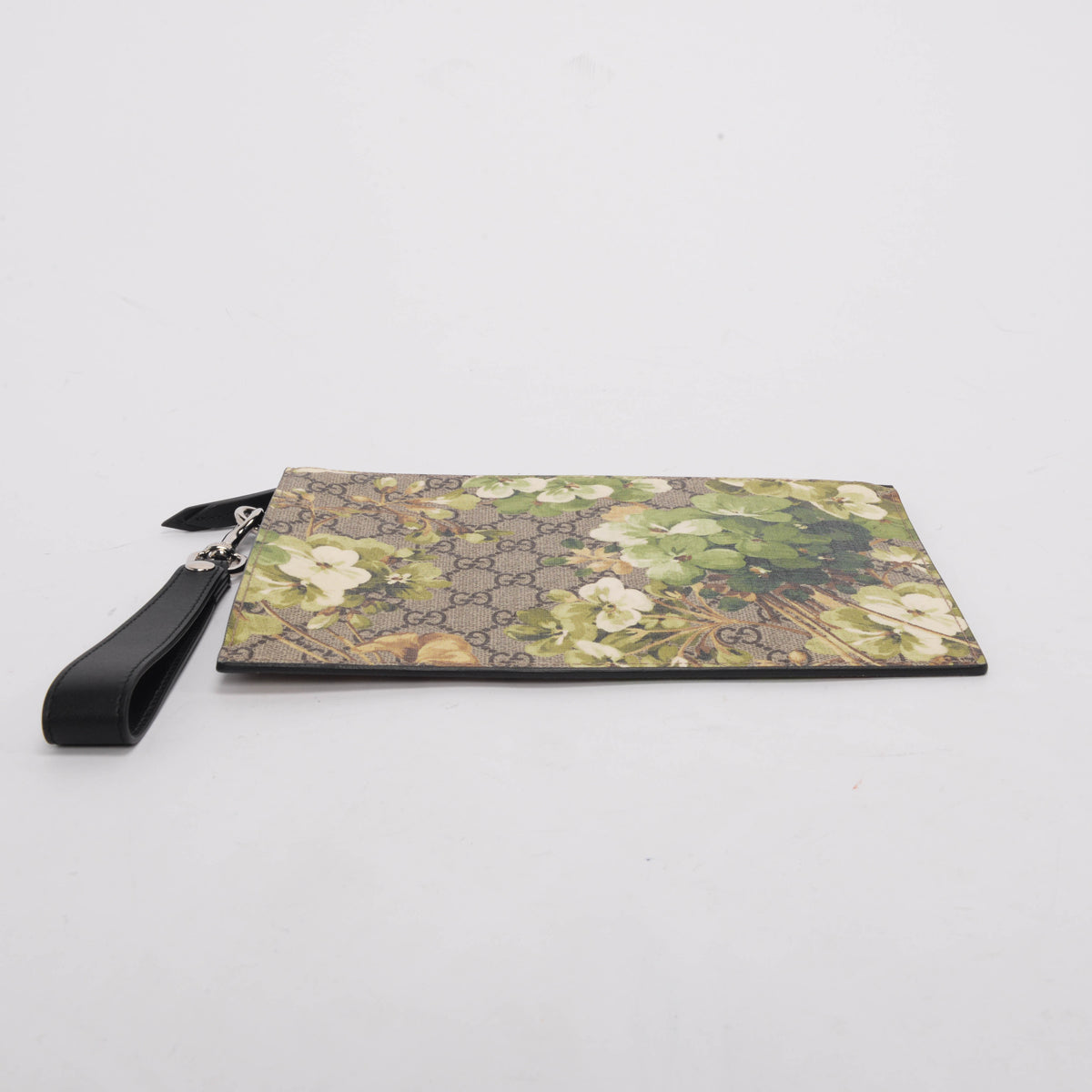 Gucci Green GG Supreme Blooms Wristlet Pouch