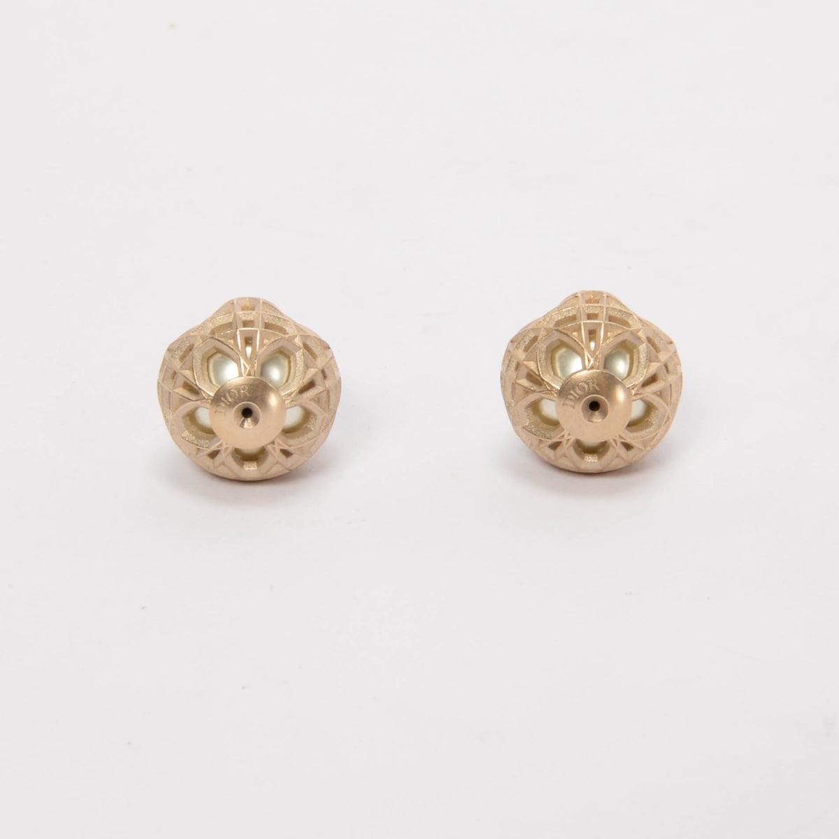 Dior Light Gold Pearl Secret Cannage Tribales Earrings