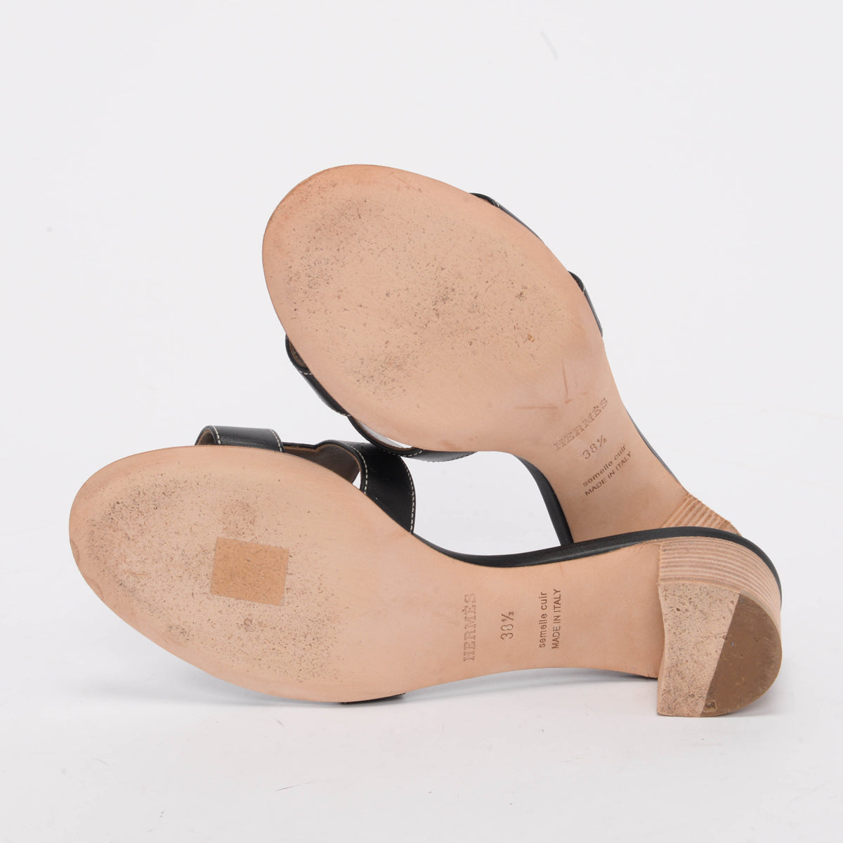 Hermes Black Calfskin Oasis Sandals 38.5