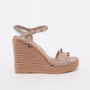 Valentino Poudre Satin Rope Rockstud Wedges 37 - Blue Spinach