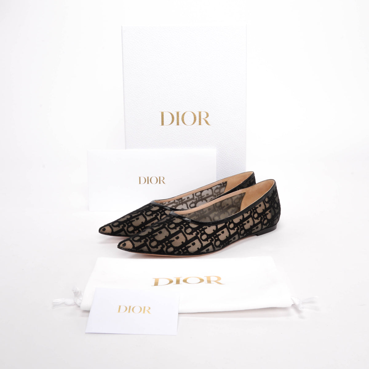 Dior Black Transparent Oblique Mesh Adiorable Ballet Flats 40