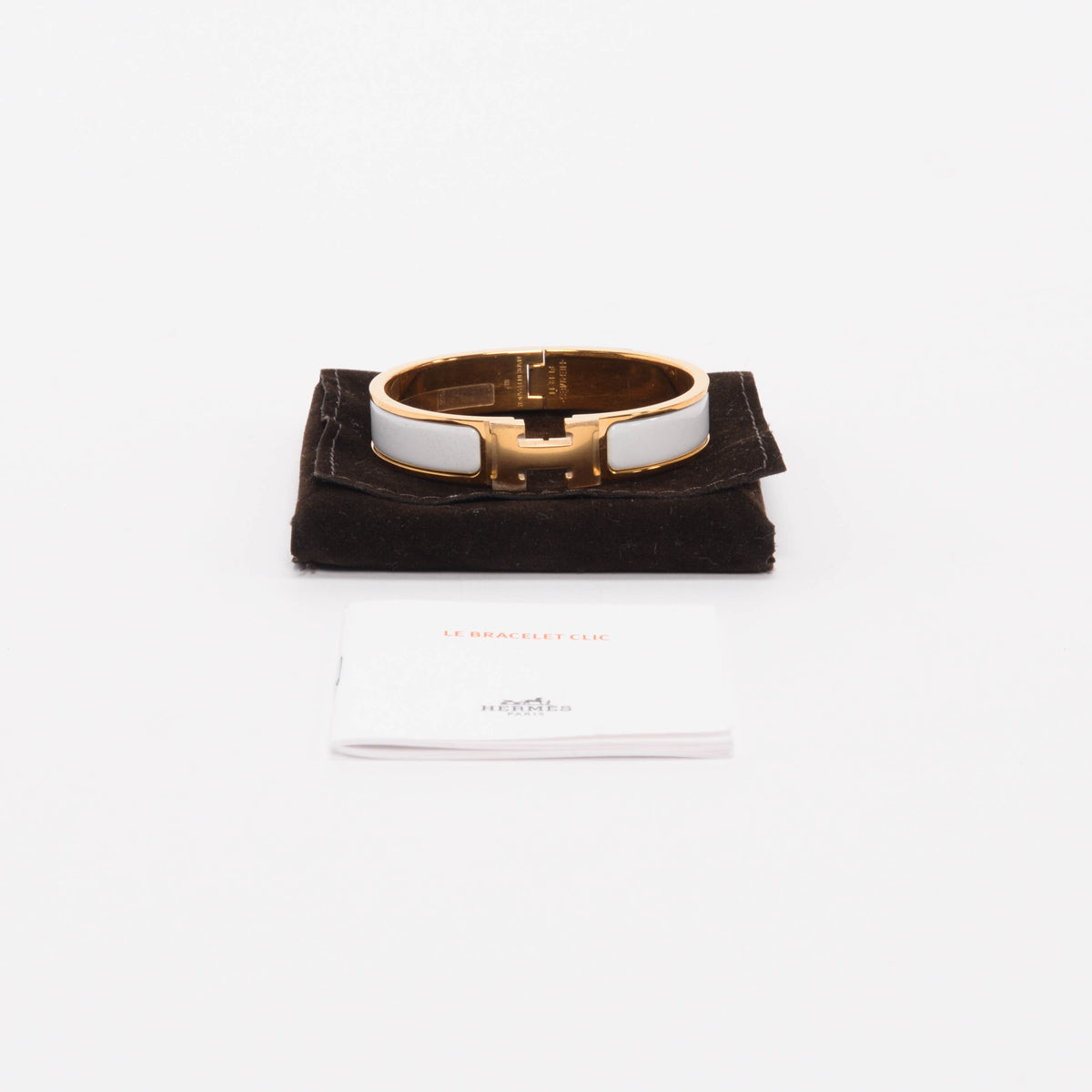 Hermes Blanc Gold Plated Enamel Clic H Bracelet