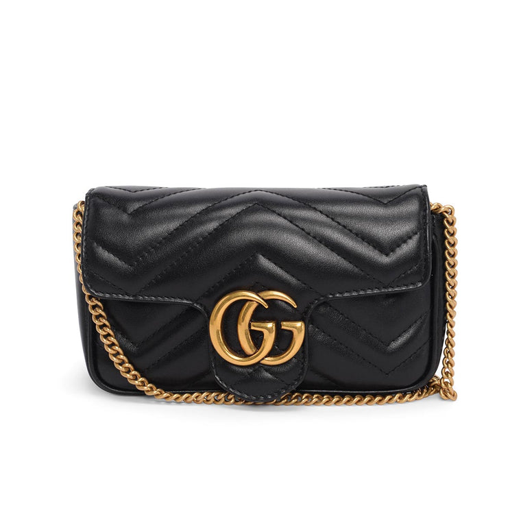 Gucci Black Matelasse GG Marmont Super Mini Bag
