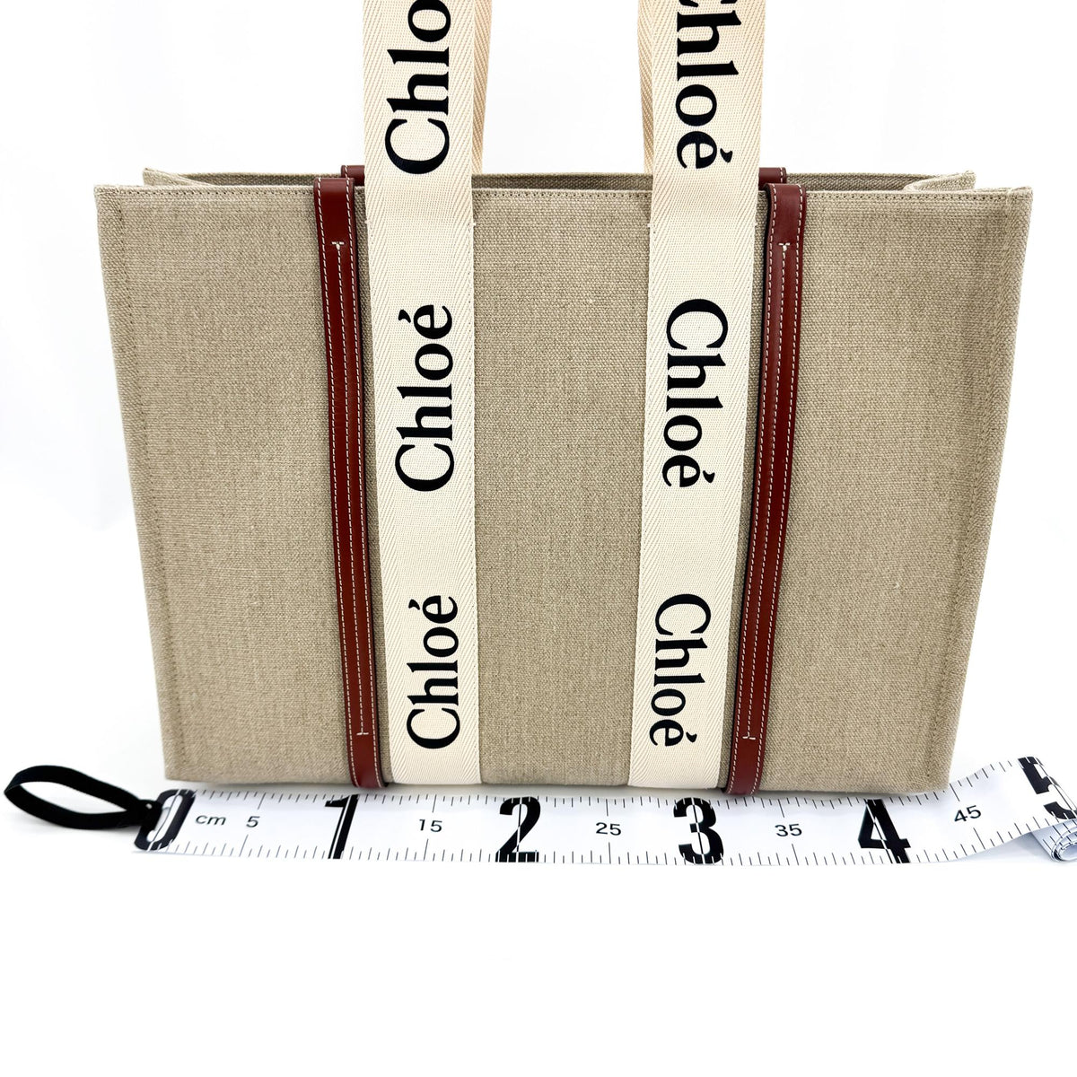 Chloe Brown Canvas with Leather Medium Woody Tote