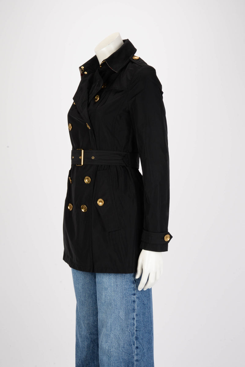 Burberry Brit Black Nylon Short Trench Coat UK 6