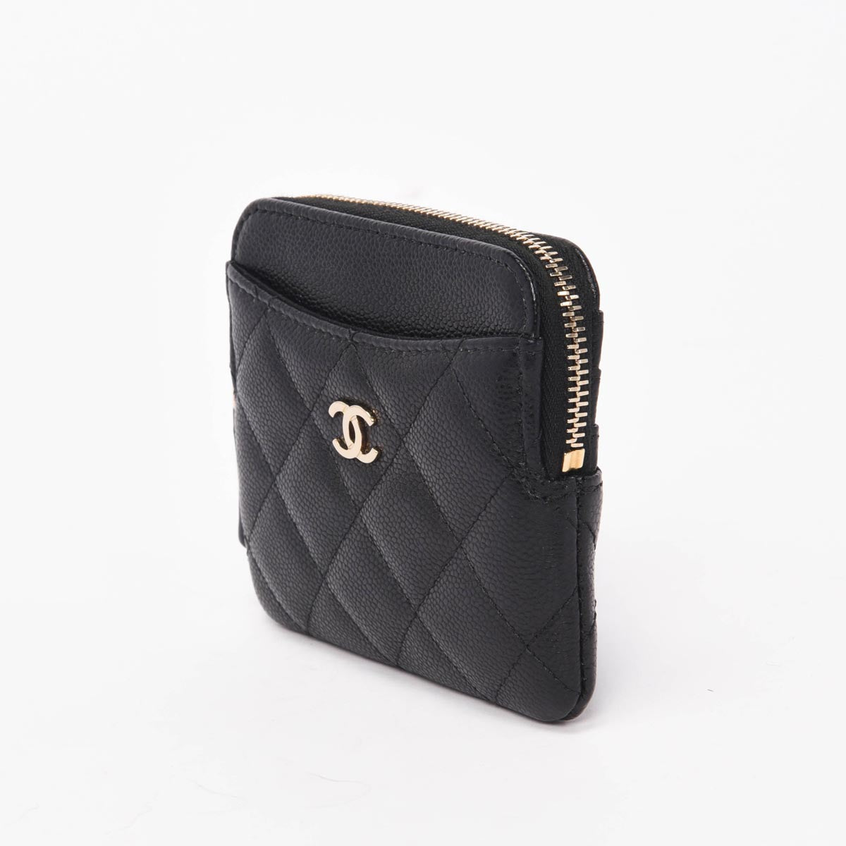 Chanel Black Caviar Classic Zip Square Card Holder