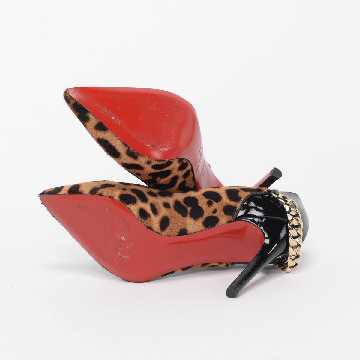 Leopard print red bottom heels best sale