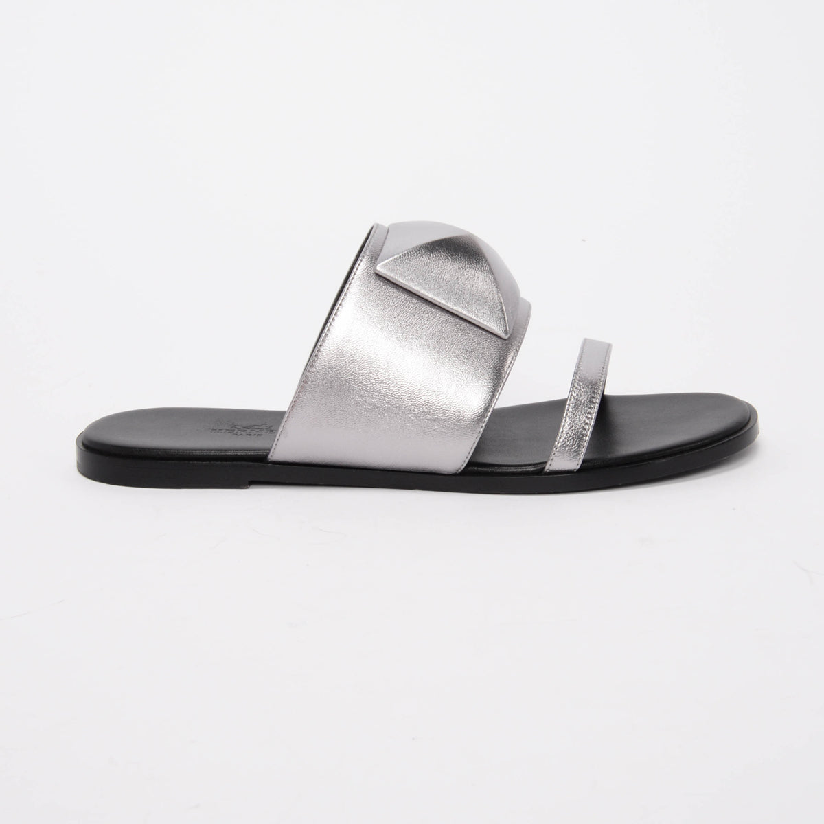 Hermes Gris Argente Lambskin Caia Sandals 39