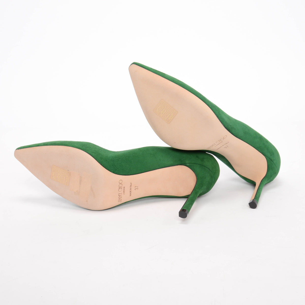 Jimmy Choo Emerald Green Suede Romy 85 Pumps 37