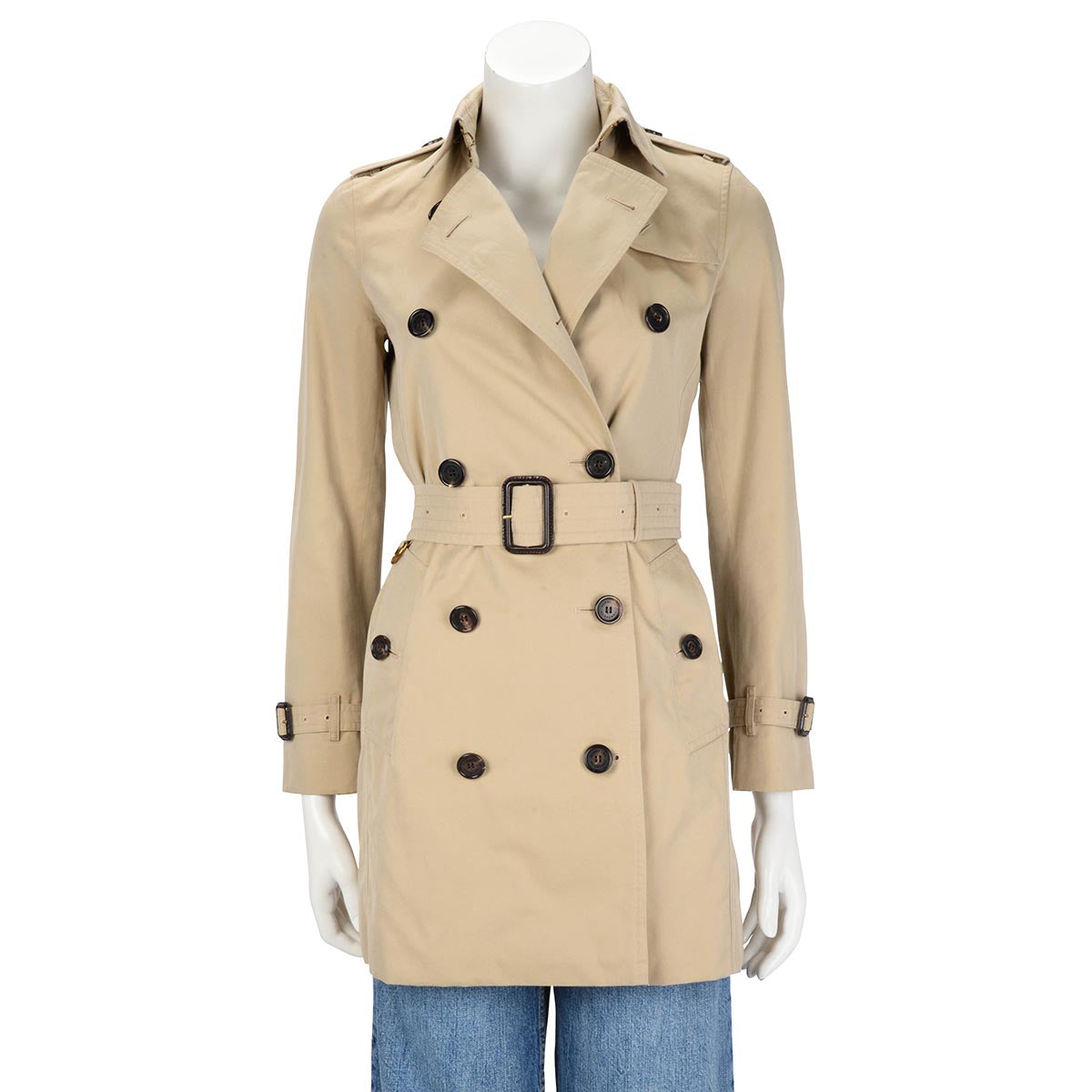 Burberry Beige Cotton Medium Kensington Trench Coat UK 2