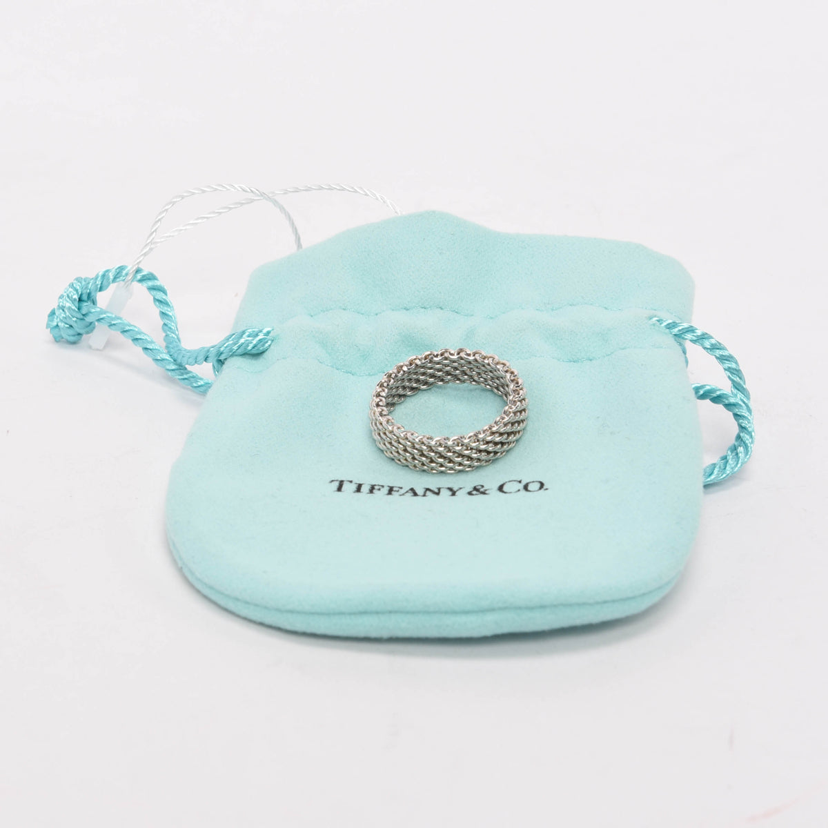 Tiffany & Co 18k White Gold Narrow Somerset Mesh Ring