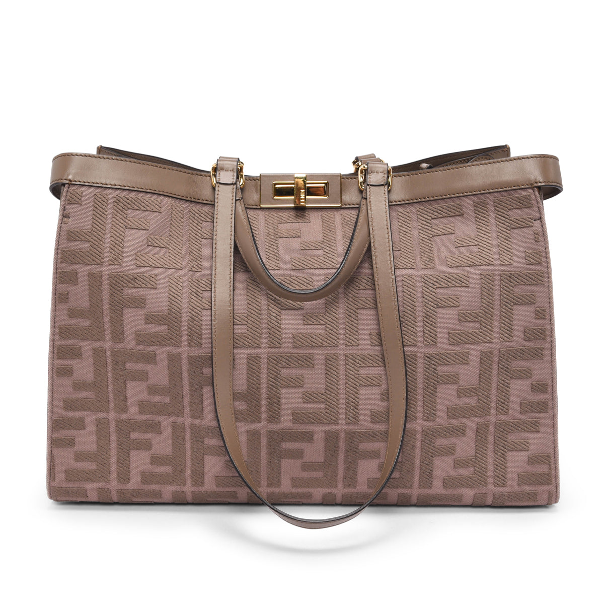 Fendi Taupe Canvas King FF Embroidered Medium Peekabo X- Tote
