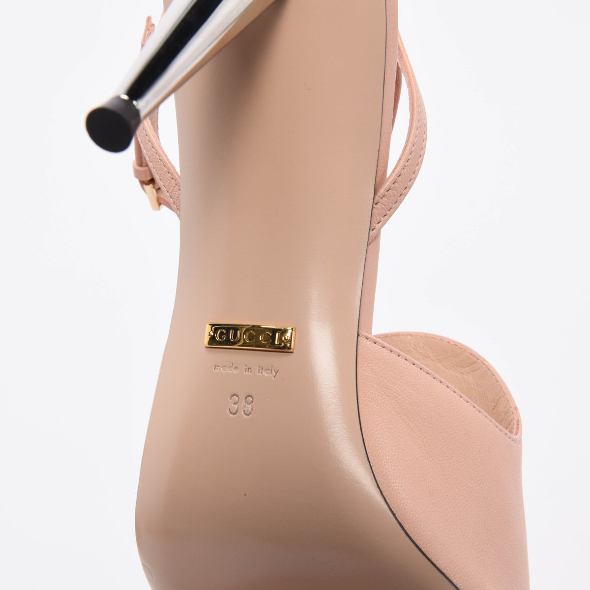 Gucci Perfect Pink Malaga Kid Blondie Slingback Sandals 38
