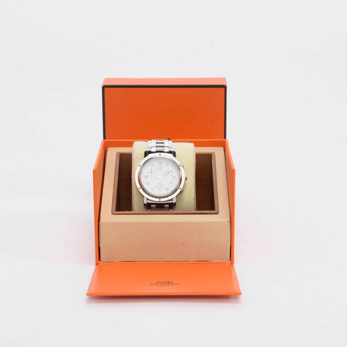 Hermes Stainless Steel Chrono Clipper Watch