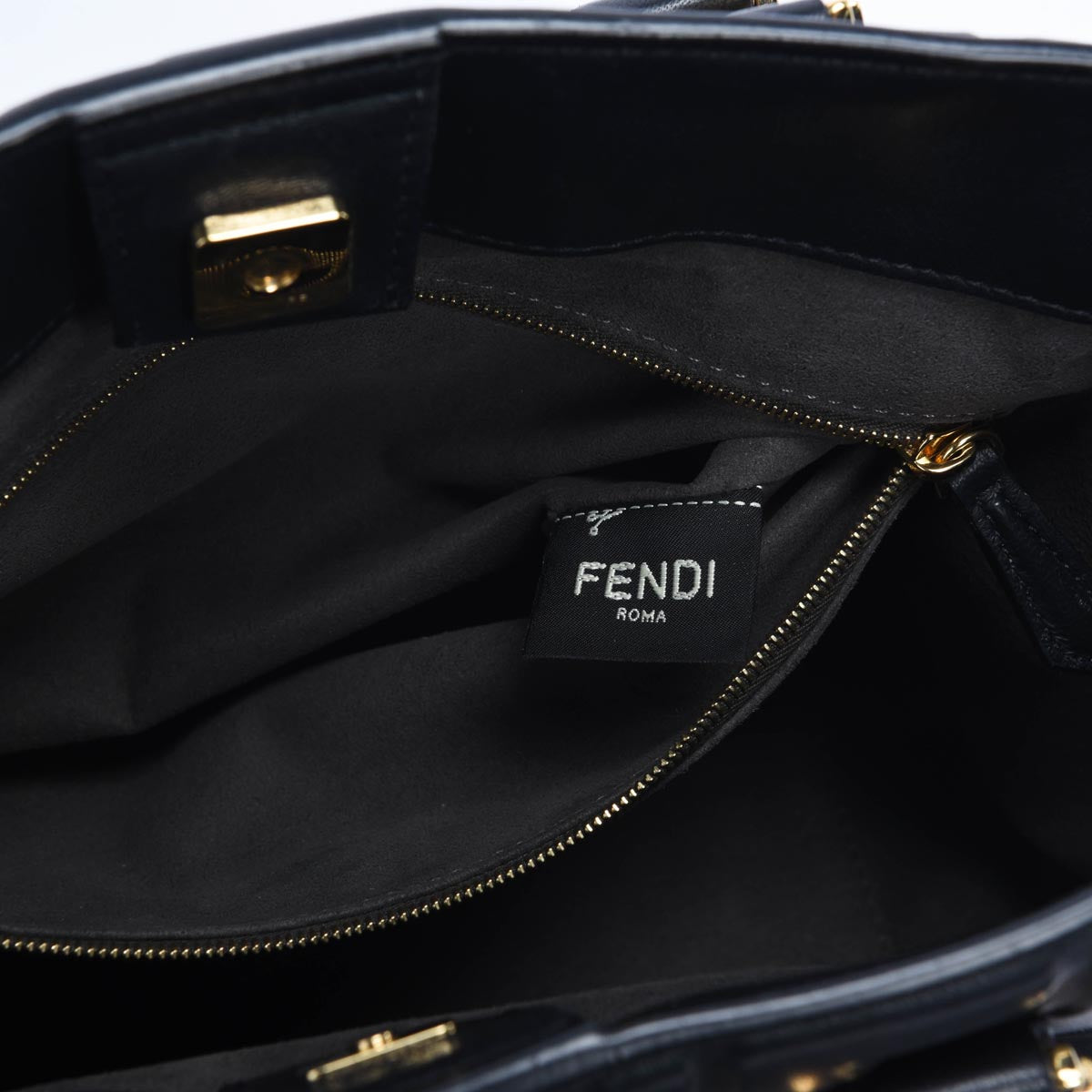 Fendi Black Nappa FF 1974 Embossed Small Tote