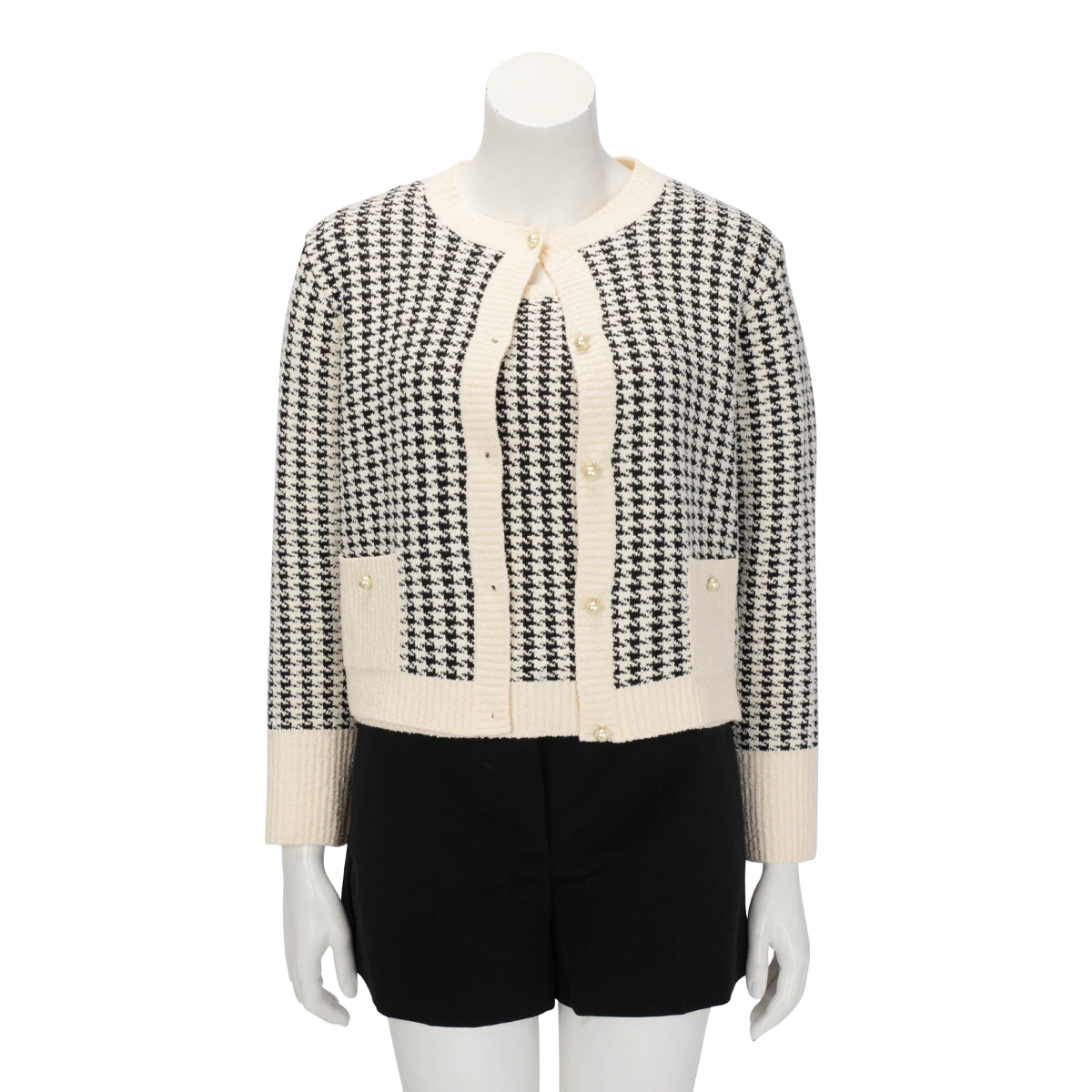 Dior Ivory & Black Technical Knit Houndstooth Twinset FR 42