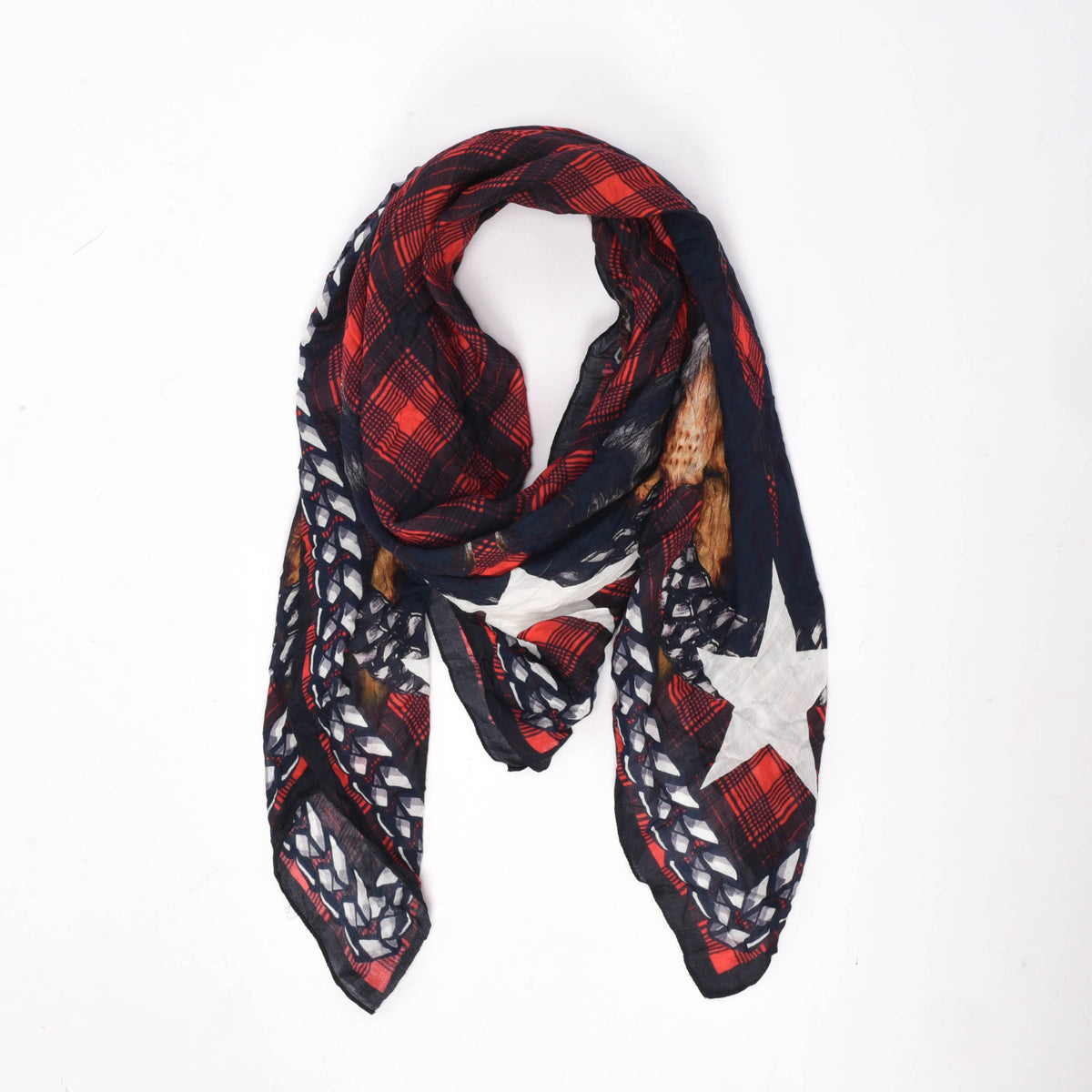 Givenchy Red Tartan Print Doberman Scarf