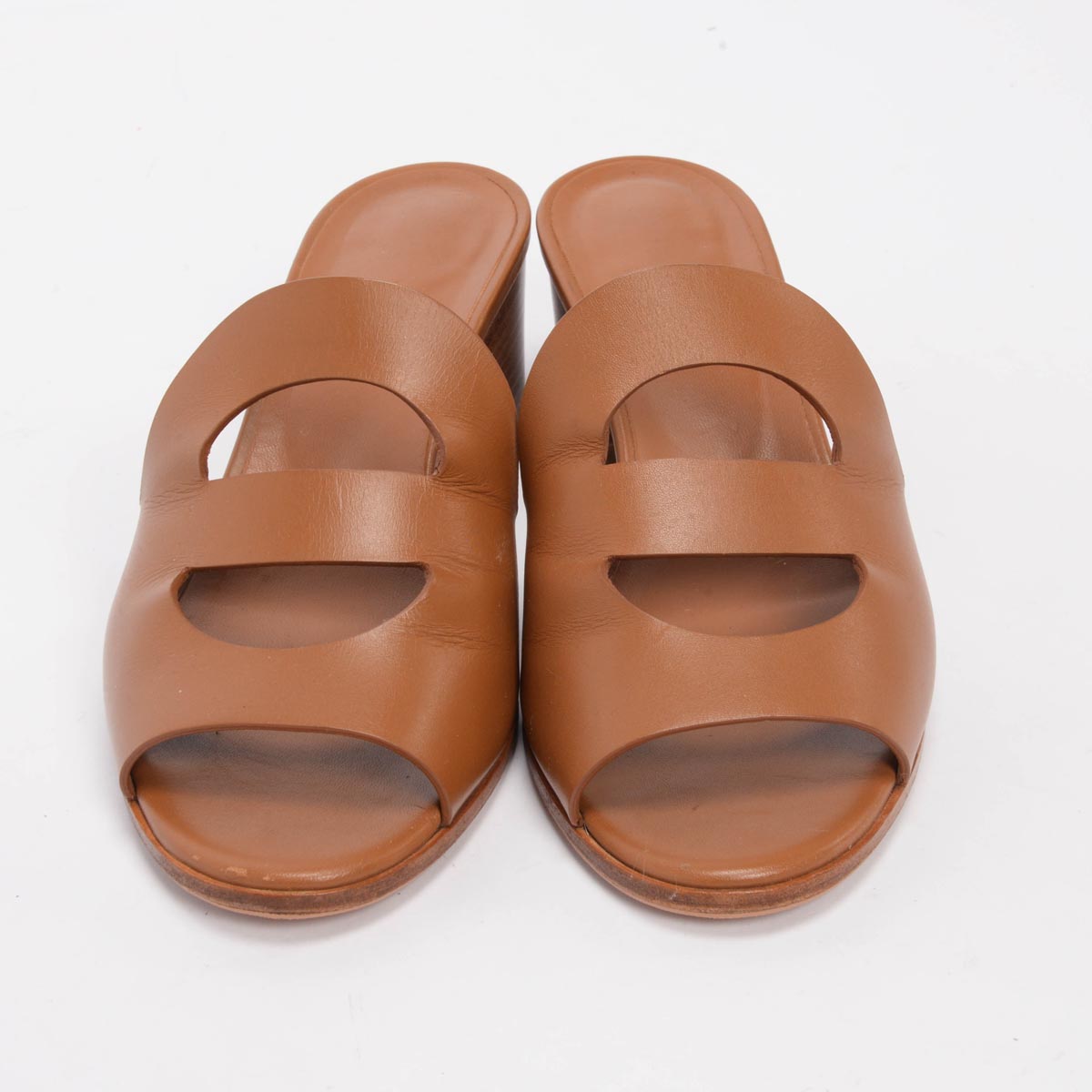 Hermes Gold Calfskin Mona Sandals 38