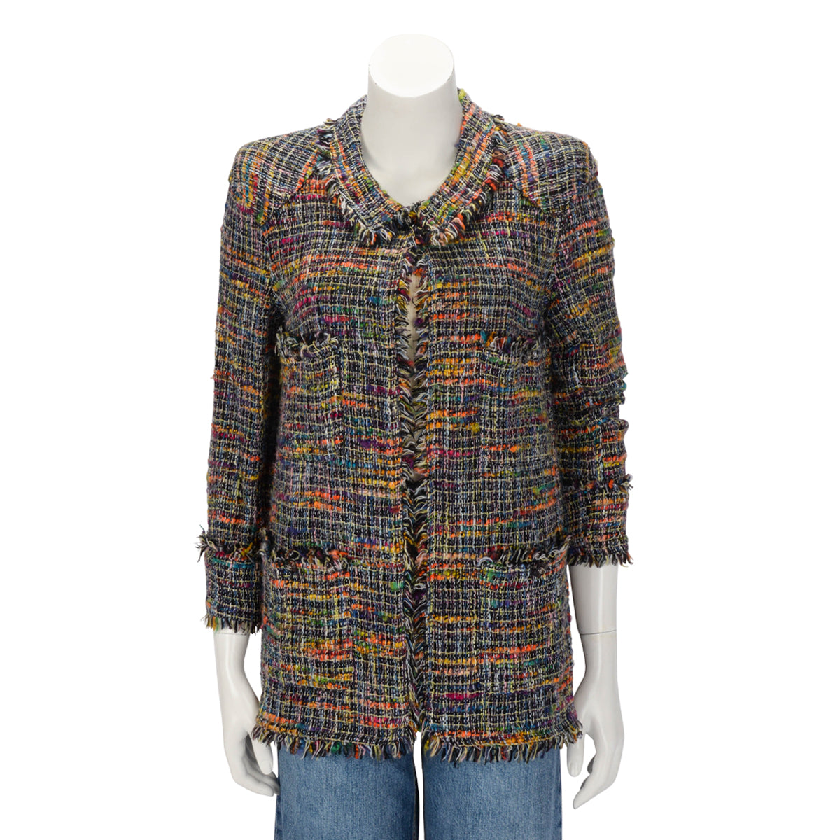 Chanel Multi Colour Fantasy Tweed CC Button Jacket FR 40