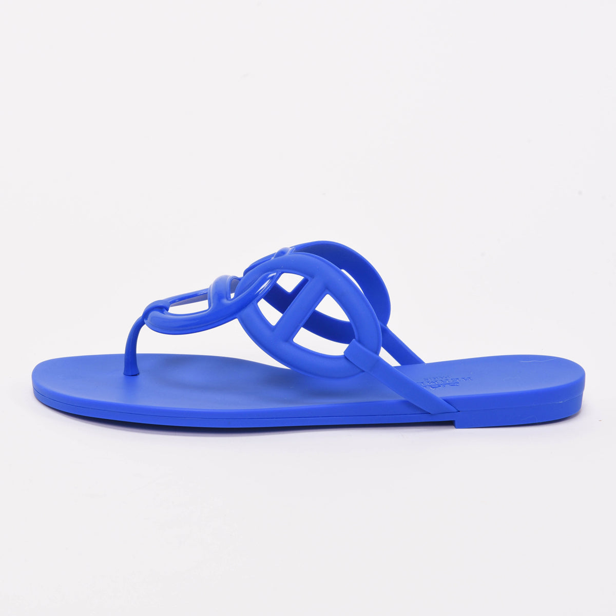 Hermes Royal Blue Rubber Egerie Sandals 39