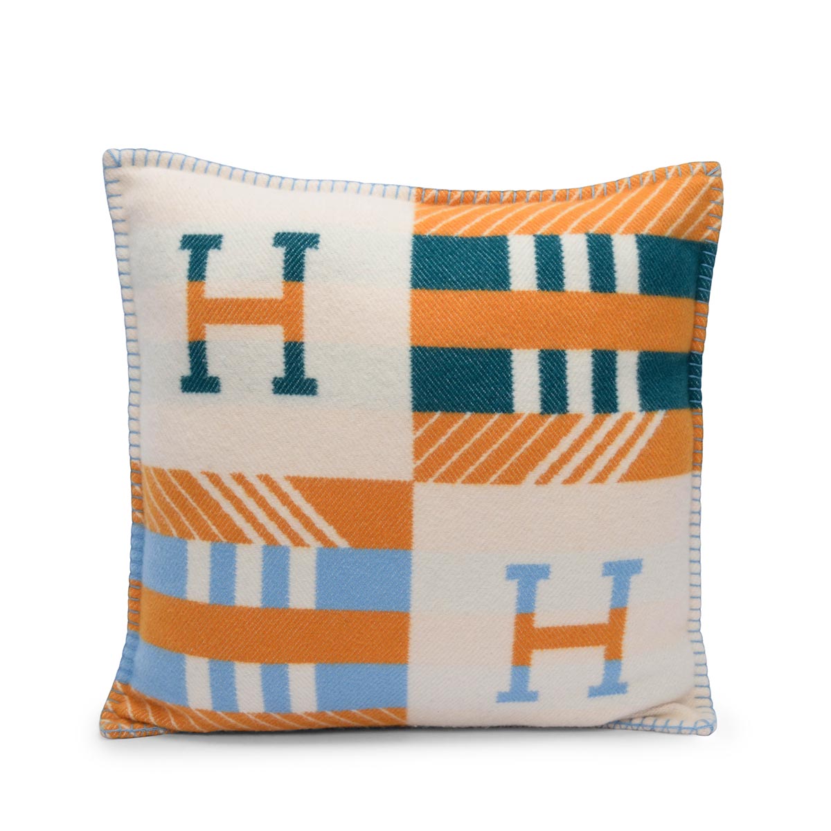 Hermes Citron Ambre Wool Avalon Jump'H Pillow