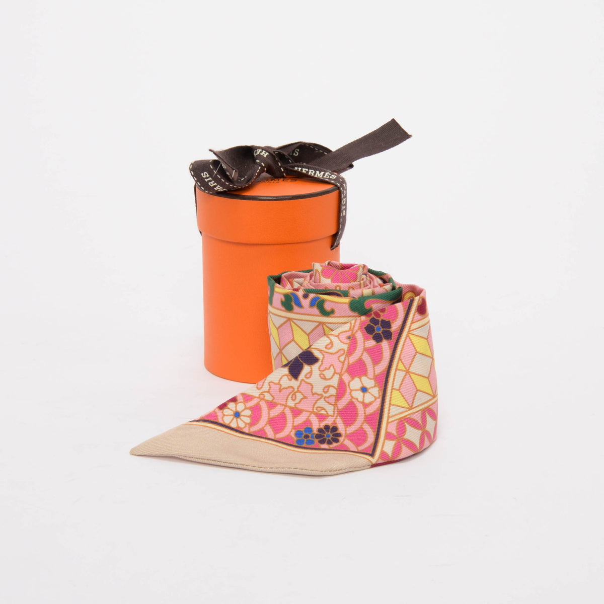 Hermes Pink Silk Collections Imperiales Twilly