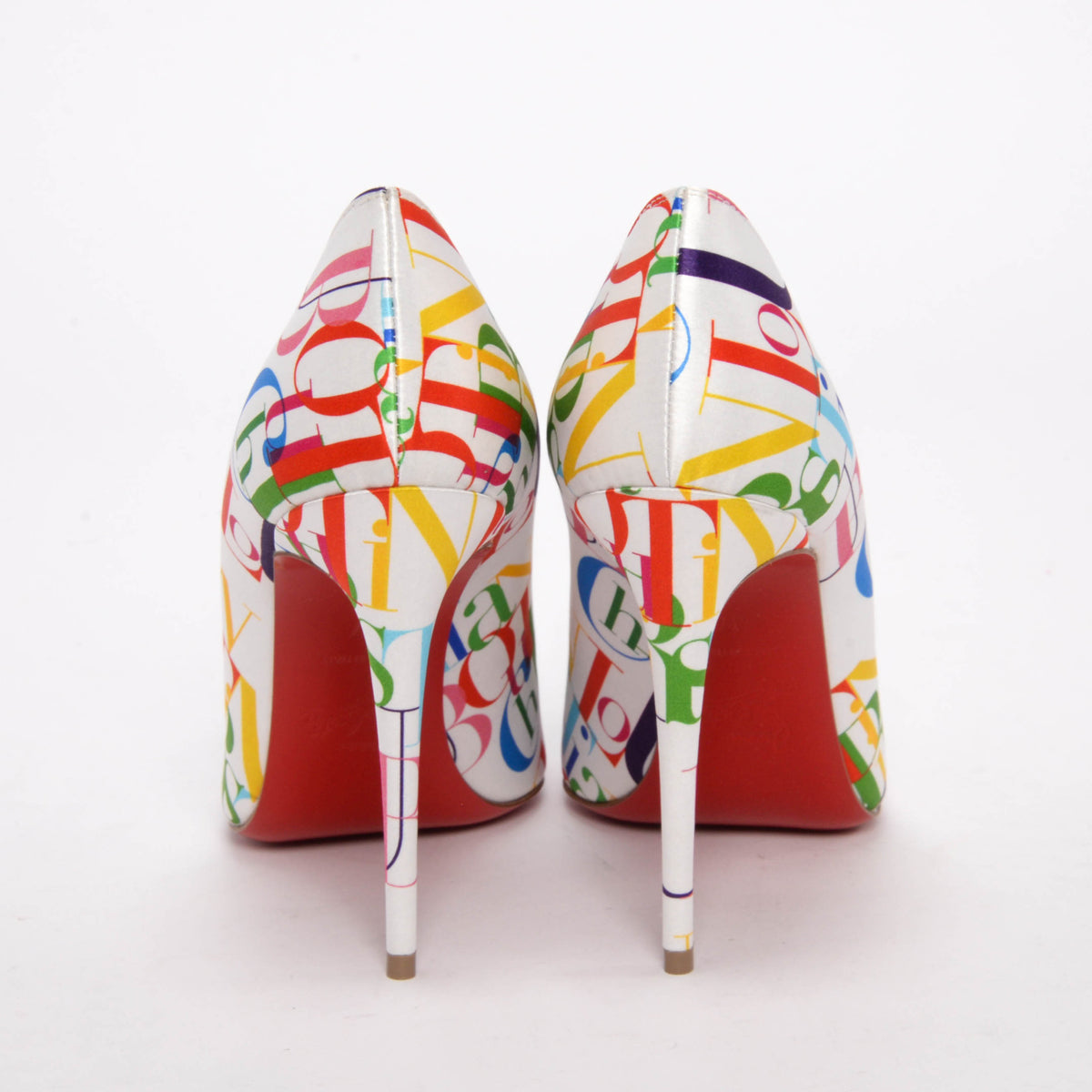 Christian Louboutin White Satin ABC Loubi Kate Pumps 37