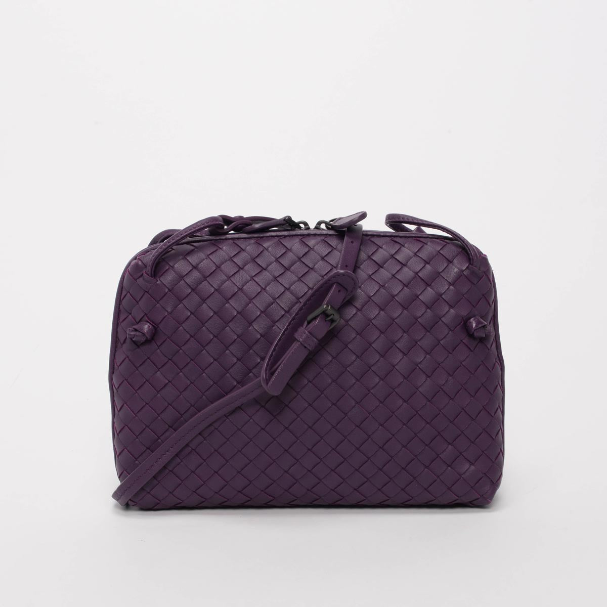 Bottega Veneta Purple Intrecciato Nodini Cross Body Bag