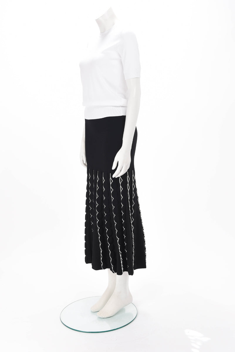 Alexander McQueen Black Knit Scallop Detailed Skirt S