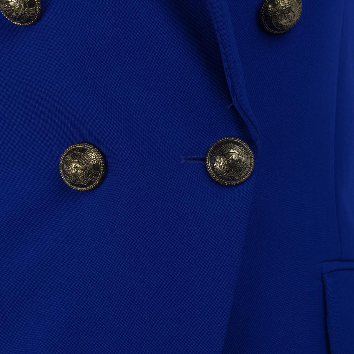 Balmain Royal Blue Wool Twill Longline Blazer FR 40