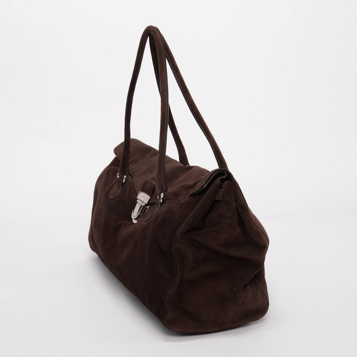 Prada Moro Brown Suede Easy Shoulder Bag