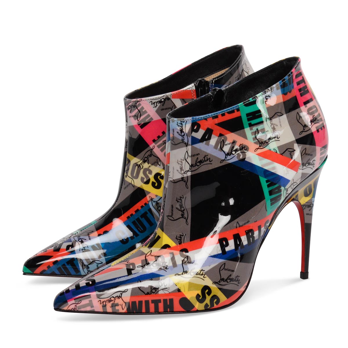 Christian Louboutin Multicolour Patent Loubiballage Gorgona Boots 36