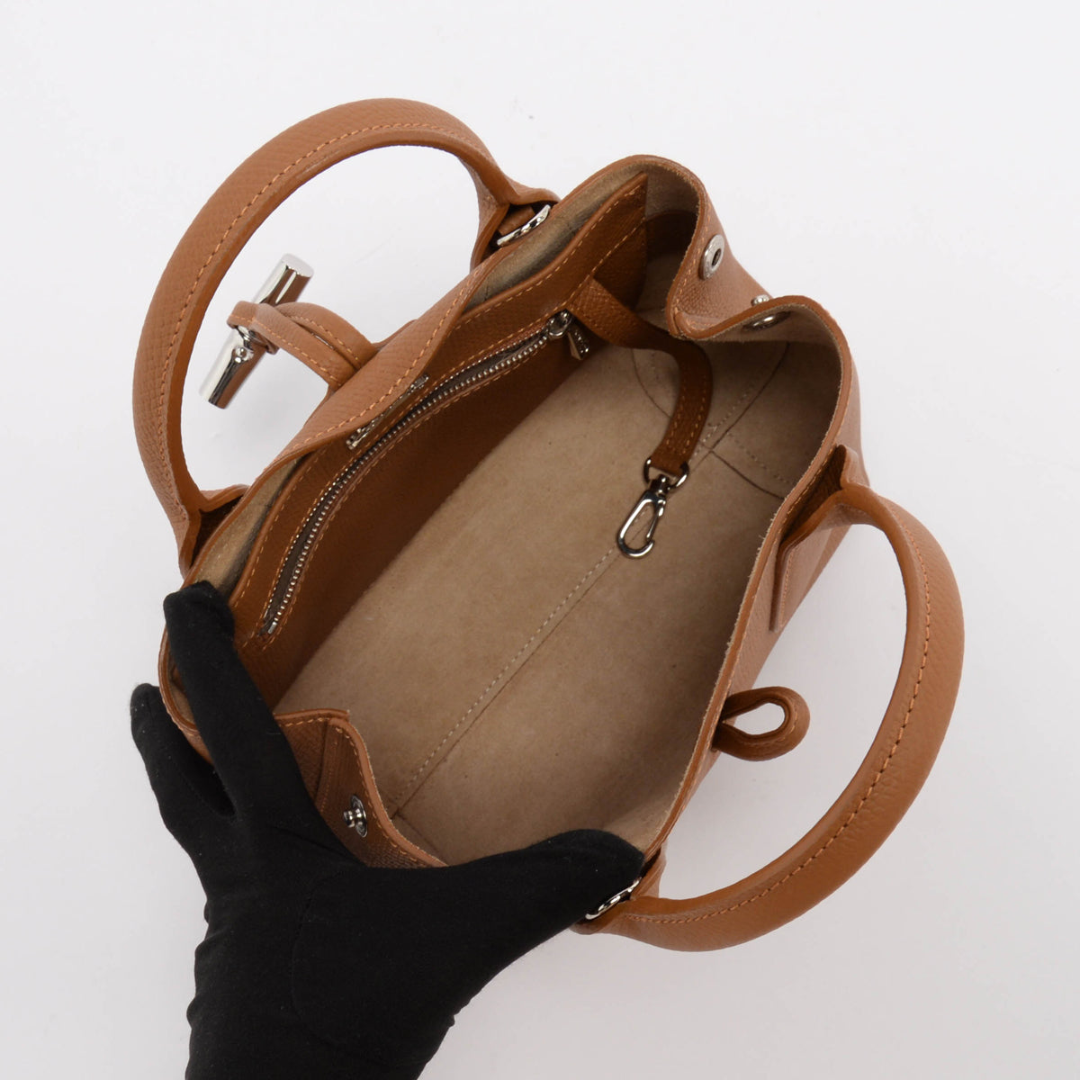 Longchamp Tan Calfskin Small Le Roseau Bag