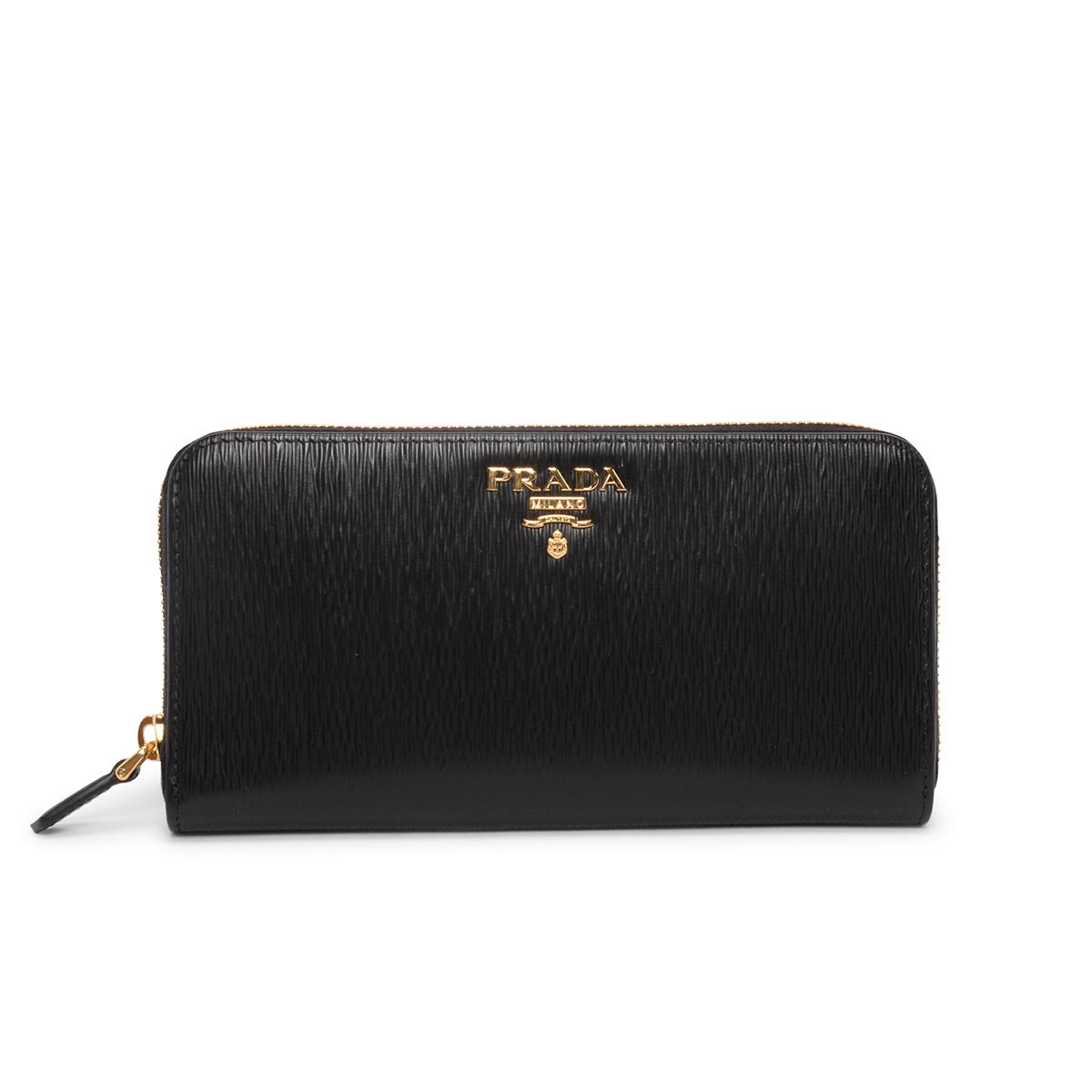 Prada Black Vitello Move Large Zip Wallet