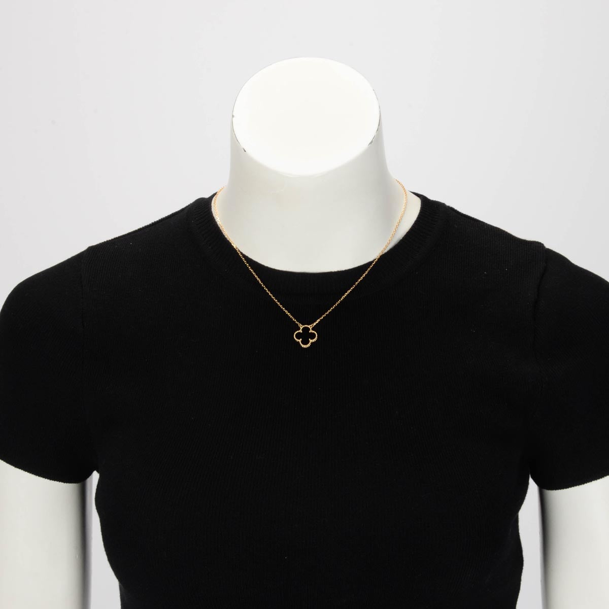 Van Cleef & Arpels Gold & Onyx Vintage Alhambra Pendant Necklace