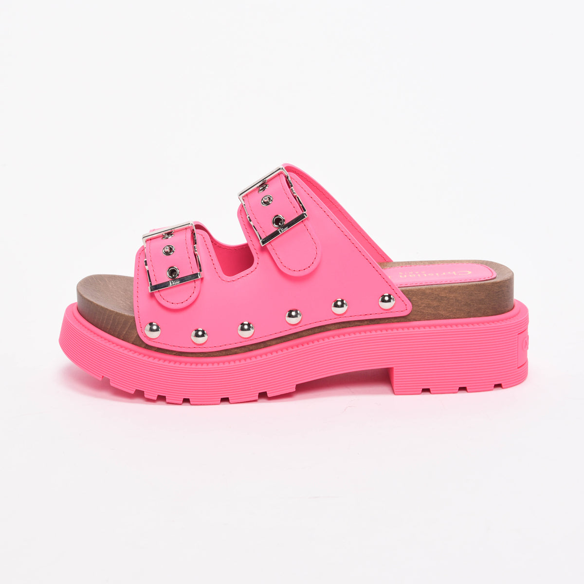 Dior Fuchsia Calfskin Diorquake Sandals 37